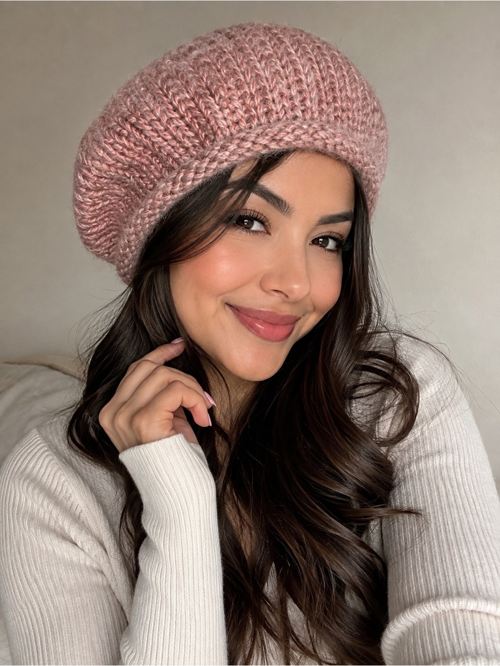 Vintage ARIS Pink Knit Beret Made in USA Coquette French Girl Hat NWOT